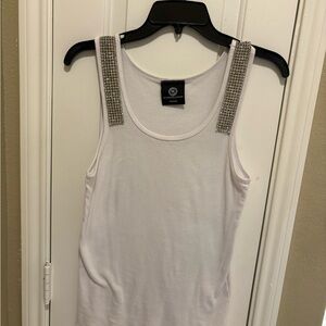 White Embellished Tank Top
